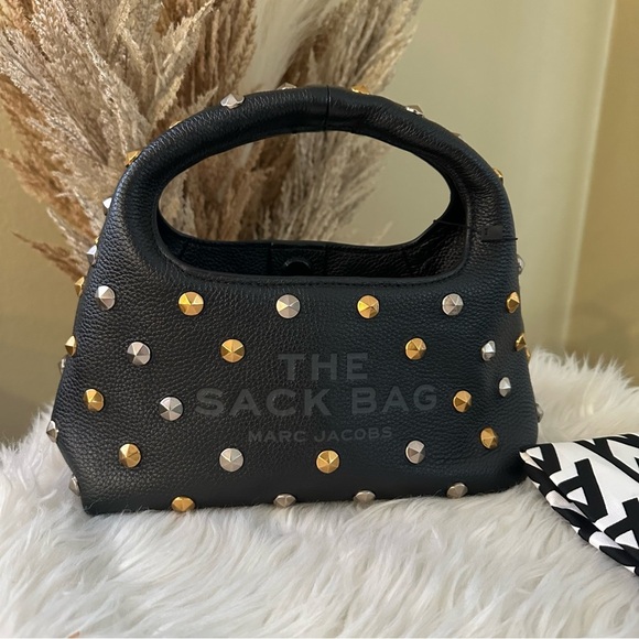 Marc Jacobs THE GLAM STUDS LEATHER MINI SACK BAG - Picture 2 of 14